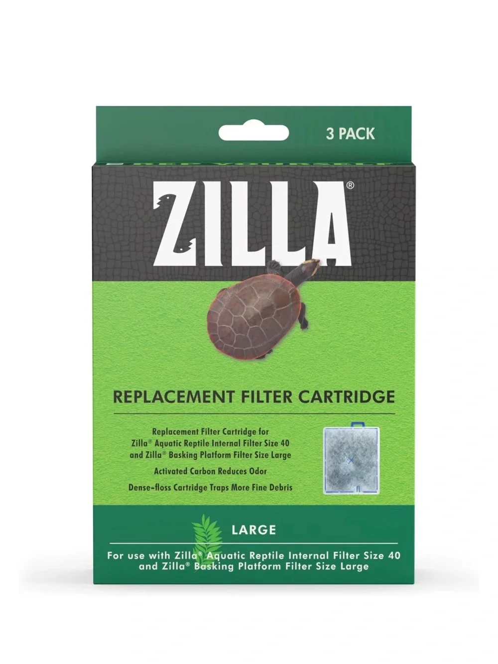 2 Zilla Reptile Terrarium Filter Replacement Cartridges, 3 count, Large